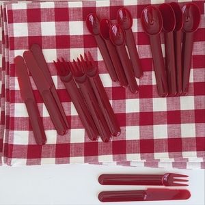 Vintage BODUM x Carsten Jorgensen Melanine Flatware 16 PC 4 Sets Red Swissmade